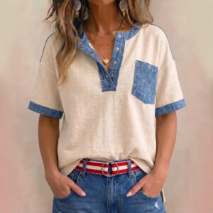 Women's Color-Block Patchwork Casual Top